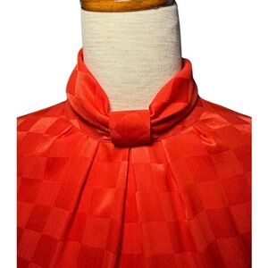 Unique Bow Neck 80s Red Checkered Women's Top Sz 14‎